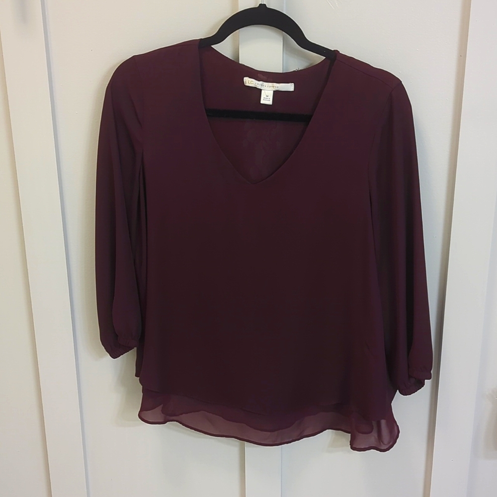 LC Lauren Conrad Maroon Blouse Size M